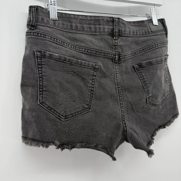 Aeropostale Women’s Black Denim High Rise Shorty Shorts Sz 8 Distressed Cutoffs - Picture 7 of 13